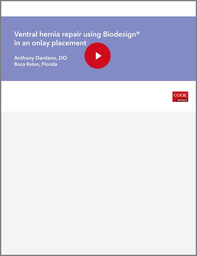 Ventral Hernia Repair Video, Onlay (Dardano)